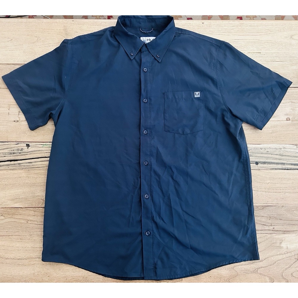 Huk Men's Kona Button Down Shirt Blue XL